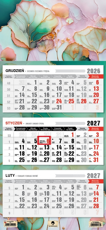 Kalendarz trójdzielny KT-2 Premium (wypukła główka) Pan Kalendarzyk